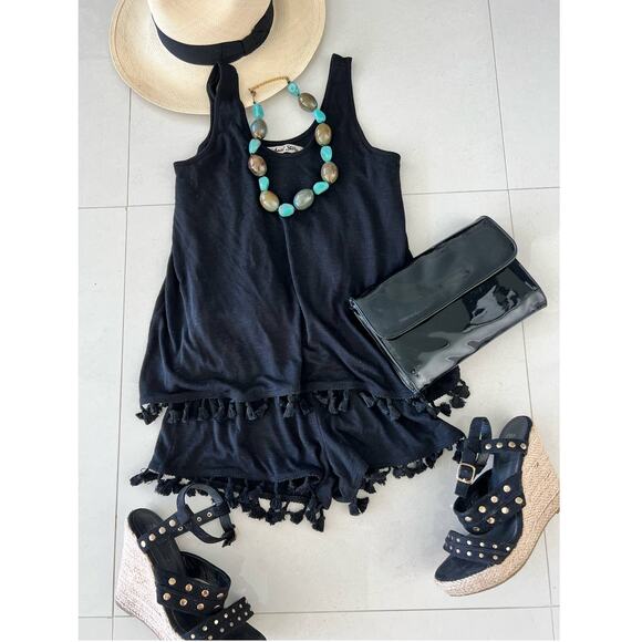 Michael Stars Black Tassel Romper Sz XS - Picture 1 of 15